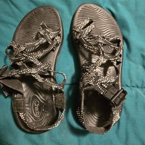 Chaco Black and White Strappy Outdoor Sandals